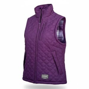 C.E. Schmidt Workwear Purple Plaid Flannel Lined Vest Size Small Work Quilted